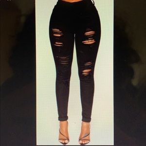 Fashion Nova Blacked High Waisted Ripped Jeans